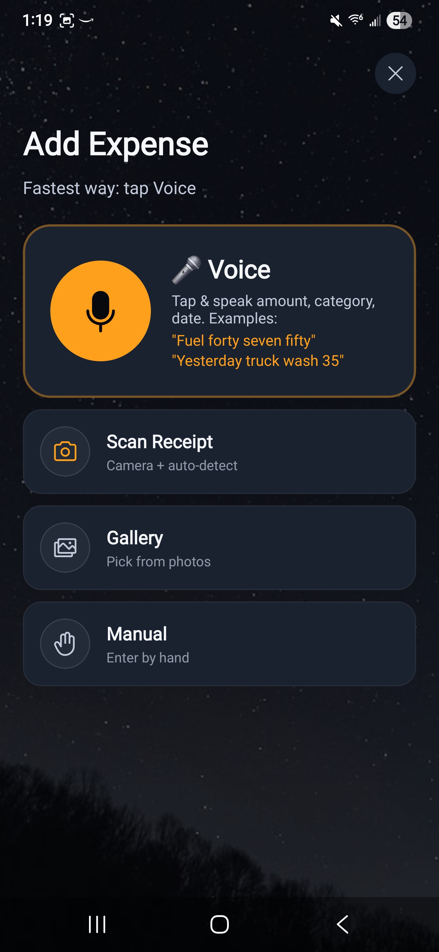 Tap the voice button