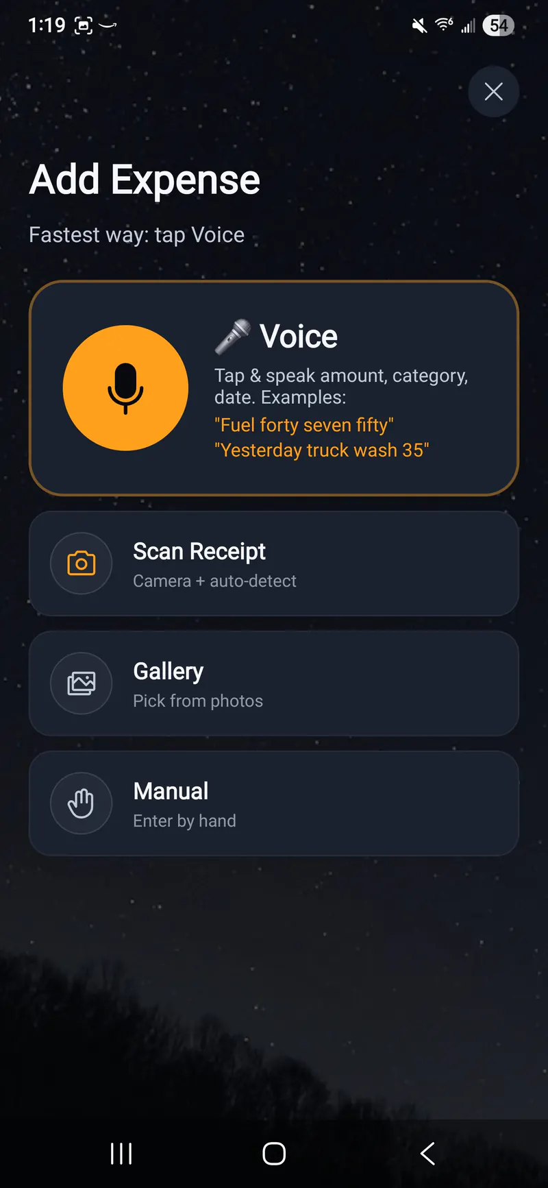 Tap the voice button